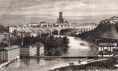 Albi - Languedoc-Roussillon-Midi-Pyrenee - engraving in La France illustree: geographie, histoire, administration statistique by V.A. Malt-Brown. 1884