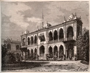 Algiers - Palais du Gouverneur in Mustapha - engraving in La France illustree: geographie, histoire, administration statistique by V.A. Malt-Brown. 1884