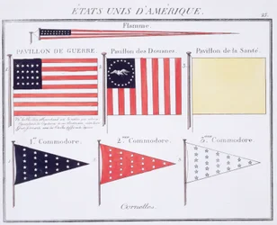 American Maritime Flags and Pennants, from a French book of Flags, c.1819