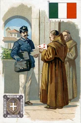 An Italian Postman delivering mail, late 19th century
