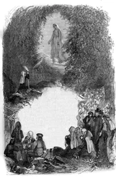 Appearance of the Virgin Mary to Bernadette Soubirous (1844-1879) in the Cave of Lourdes, Hautes Pyrenees