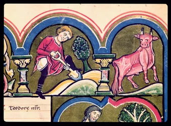 April: A Peasant Digging, from the Psalter of St. Elizabeth