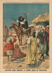 Arab agitator preaching the Holy War in Tripolitania, illustration from 