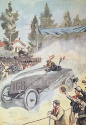 Arrival in Bordeaux of the winner of the Paris to Madrid race, from Le Petit Journal, 1903
