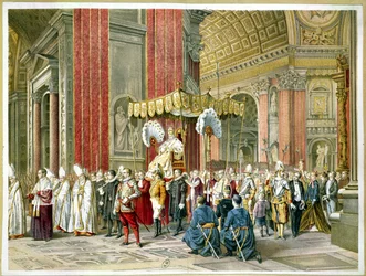 Arrival of Pope Pius IX on the sedia gestatoria at the opening of the First Vatican Council, 8th December 1869