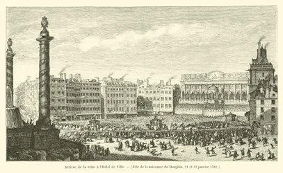 Arrival of the queen at the Hotel de Ville, Celebration of the birth of the Dauphin, January 21 and 23, 1782