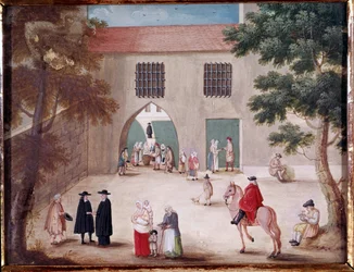 Aumones in the courtyard of the abbey of Port Royal des Champs