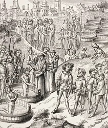 Baptism of the Saxons conquered by Charlemagne, from Military and Religious Life in the Middle Ages by Paul Lacroix, published London c.1880