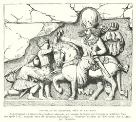 Bas-relief near Kazerun, Iran, depicting the victory of the Sasanian king Shapur I over the Roman Emperor Valerian at the Battle of Edessa, 260