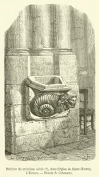 13th Century Holy Water Font, in the Church of Saint-Taurin, Evreux (engraving)