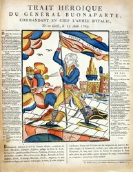 Bonaparte planting the French Flag on the Lodi Bridge, May 10th, 1796 from L