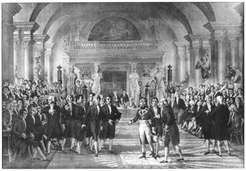 Bonaparte, First Consul, Visiting the Members of the Academie des Sciences at the Louvre, early 19th century