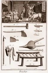 Butchery - The Great Encyclopedie, ou Dictionnaire Raisonne des Sciences, des Arts et des Metiers (Encyclopedia or Dictionary of the Sciences, Arts and Professions) by Denis Diderot and Jean d