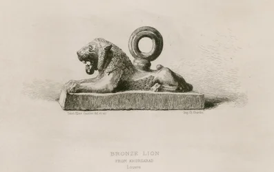 Bronze lion, from Khorsabad, Louvre (engraving)