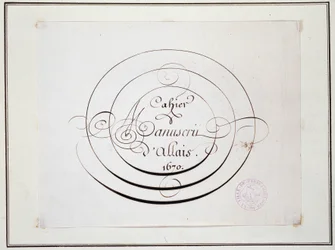 Calligraphy: Manuscript piece dated 1670 by Jean Baptiste Alais de Beaulieu fils, 