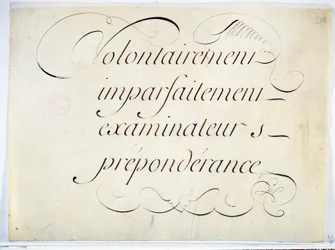 Calligraphy: manuscript piece around 1670 by Andre Francois Roland