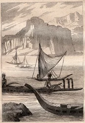 Canoes of the Marquises Islands - illustration taken from 