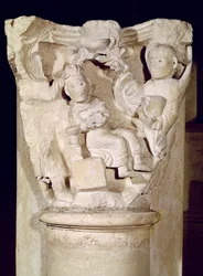 Capital with a relief depicting the Sacrifice of Abraham