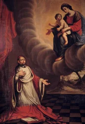 Cardinal Berulle kneels before the Virgin