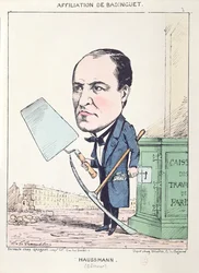 Caricature of Baron Georges Eugène Haussmann (1809-91) as a builder