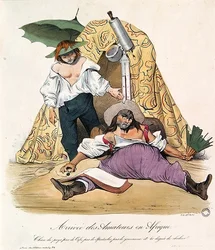 Cartoon lampooning French artists in Algeria, c.1830
