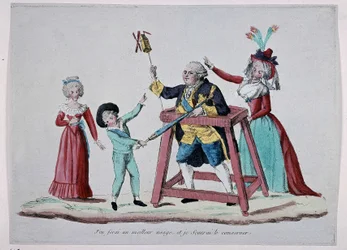 Cartoon on the royal family (Louis XVI and Marie Antoinette with their children) during the French Revolution, circa 1790 - Musée Carnavalet
