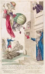 Cartoon ridiculing fashion and ballooning, c. 1783-4