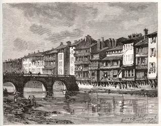 Castres - Languedoc-Roussillon-Midi-Pyrenees - engraving in 