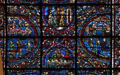 Cathedral of Chartres, Stained Glass: Parable of the Prodigal Son (detail)