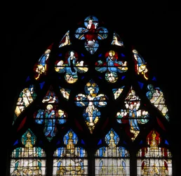Cathedral of Chartres, Stained Glass: The Vendome Chapel, High Detail Representing the Crucifixion of Christ and the Last Judgment