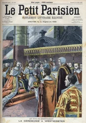 Coronation ceremony in Westminster: King Edward VII (1841-1910) and Alexandra of Denmark (1844-1925), in “Le Petit Parisien”