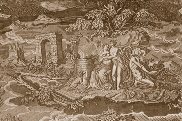 Chair cover with inscriptions in French, c.1811