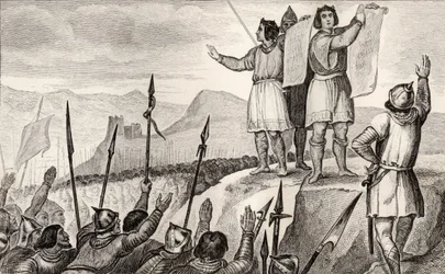 Charles II the Bald and Louis the German Make Treaty at Strasbourg in 842