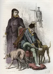 Charles IX and Catherine de Medici - engraving from 