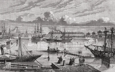 Cherbourg in the 18th Century, Engraved by Le Breton After Pibaraud, from 