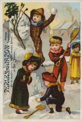 Children Building Snowman, Perles Du Japon