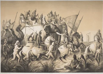 Chir Singh, Maharaja of the Sikhs with the King of Punjab and his retinue from 