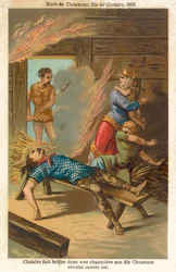 Chlothar I, King of the Franks, Burning to Death His Rebel Son Chram and His Family, 560