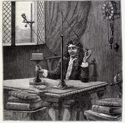 Christian Huyghens observing “the inclination to movement” or body elasticity - in “Physique Populaire” by Émile Desbeaux