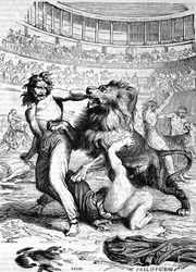 Christians Exposed to Ferocious Beasts in the Amphitheatre of Lyon - in 