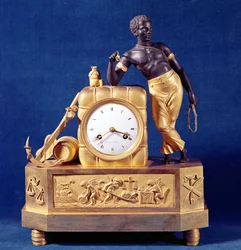 Clock in the shape of a bail with a docker figurine, after 1787