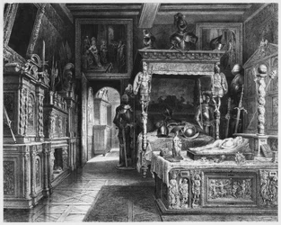 Cluny Hotel and Museum, room of Francois I, Paris, illustration from Atlas, Les Arts du Moyen Age by Alexandre du Sommerard, 1840