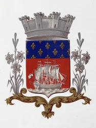 Coat of arms of the City of Paris: Royalty (Louis XVIII and Charles X) - Letters Patent dated 20 December 1917 - in “Armorial National de France”, by H. Traversier, Paris