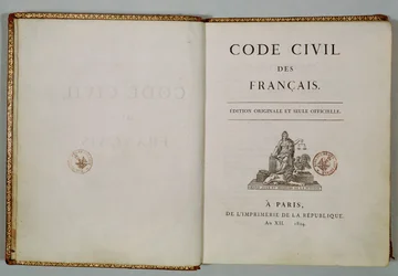 Code Civil, open at the titlepage
