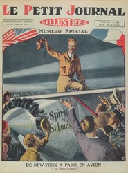Colonel Charles Lindbergh (1902-74) on His Arrival at Le Bourget Airport After the First Transatlantic Flight from New York to Paris on the 21st May 1927, Cover of Le Petit Journal, 5th June 1927