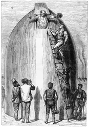 Construction of a Rocket, illustration from From the Earth to the Moon by Jules Verne, Paris, Hetzel, published in 1865