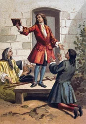 Convulsionary Practices (Convulsionnaires of Saint-Medard) - Jansenism: The Convulsionaries of the Cemetery Saint Medard under Louis XV. Chromolithography circa 1890.