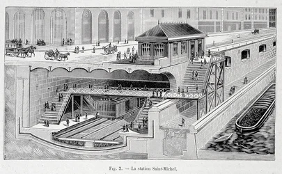 Cut of the St Michel Metro Station in Paris - in 
