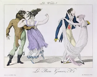 Couples Dancing the Waltz, from Le Bon Genre, c.1810