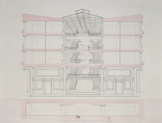 Cross-section of a house in the Napoleon housing development, 58 rue Rochechouart, Paris
